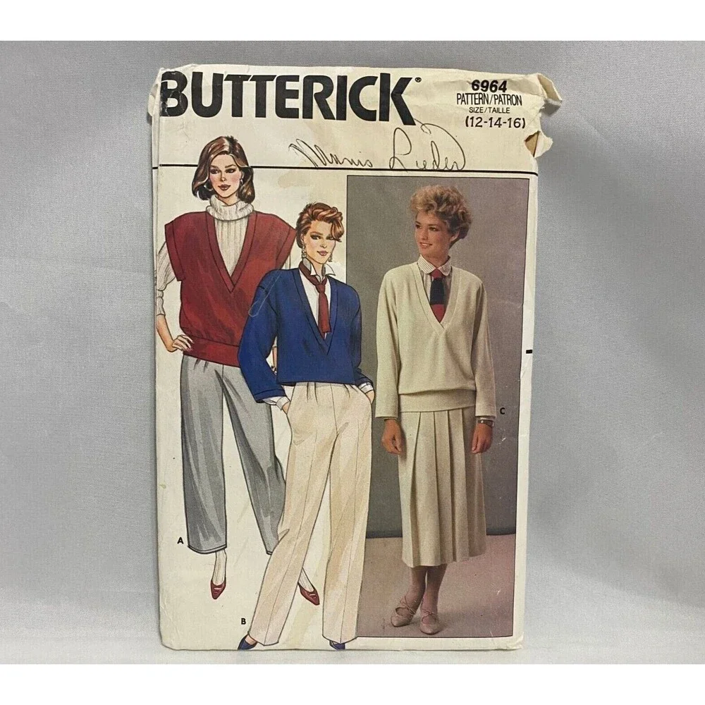 #6964 Butterick Misses Jacket Vest Skirt and Pants Sewing Pattern Size 12-16